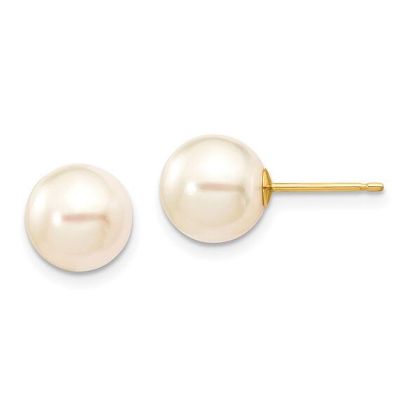14k Yellow Gold 8-9mm Round Saltwater Akoya CultuPearl Stud Post Earrings,All Products : American Fashion Style Bags On Sale
